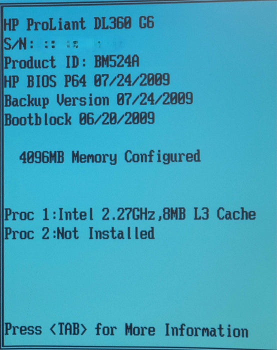 HP ProLiant DL360 G6 - 1x Xeon L5520, 4GB RAM, P410i, 2x 460W PSU