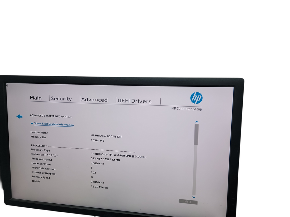 HP ProDesk 600 G5 SFF i7 - 9700 @ 3.00GHz 16GB DDR4 Ram No HDD θ