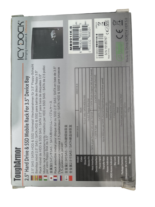 Lot 5x Icy Dock MB991IK-B Tough Armor 2.5in SATA Mobile Rack for 3.5in Q