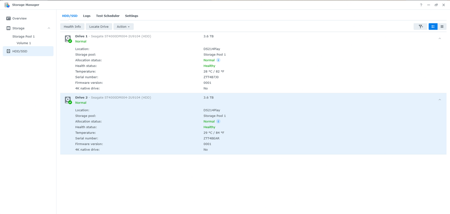 Synology DiskStation DS214play 2-Bay NAS w/ 2x 4TB HDDs, No Power Adapter