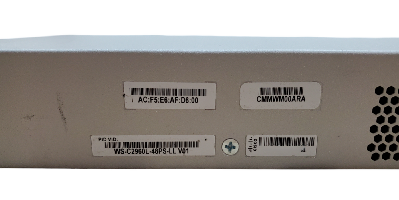 Cisco WS-C2960L-48PS-LL V01 48-Port Gigabit PoE Network Switch