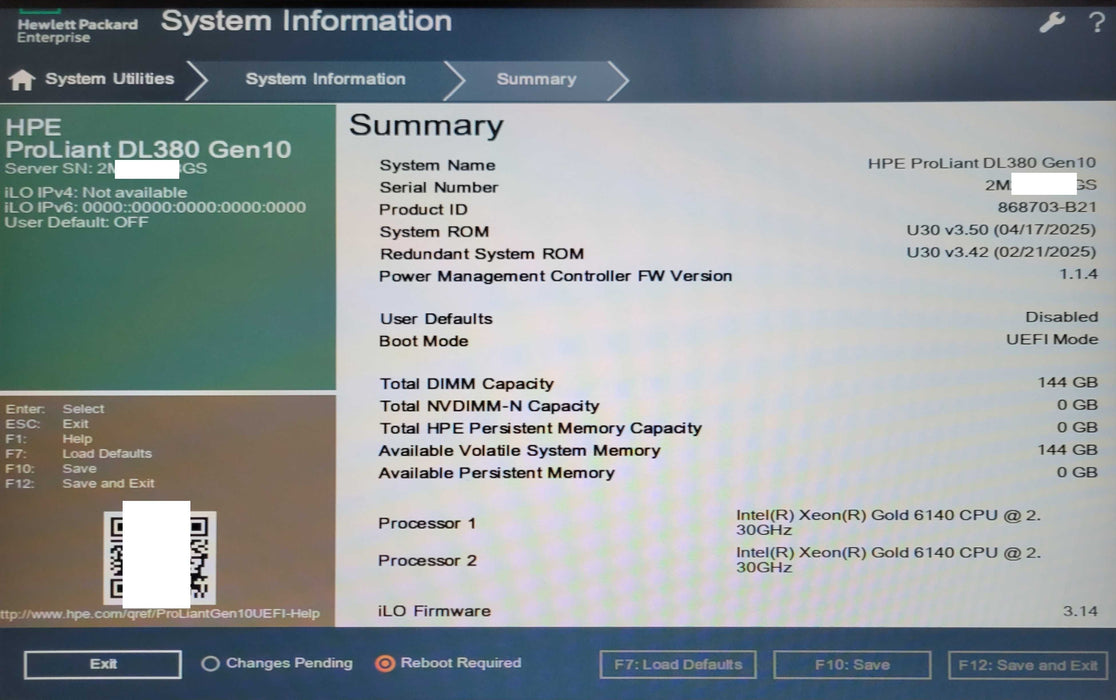 HPE PL DL380 Gen10 2x Xeon Gold 6140 2.30GHz, 144GB P408i-a SR Gen10 2x PSU _