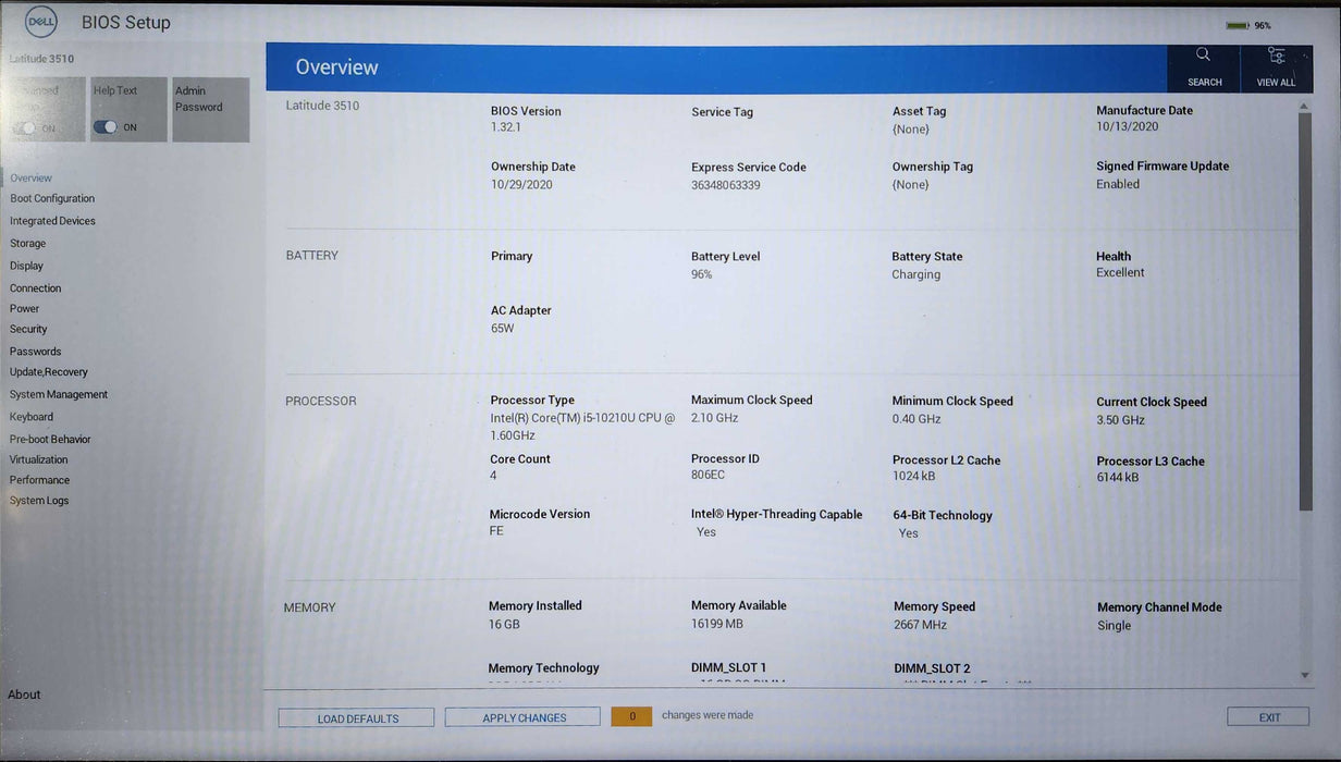 DELL Latitude 3510 , i5-10210U 1.60GHz, 16GB DDR4, 256GB NVMe, MX230  Lap200