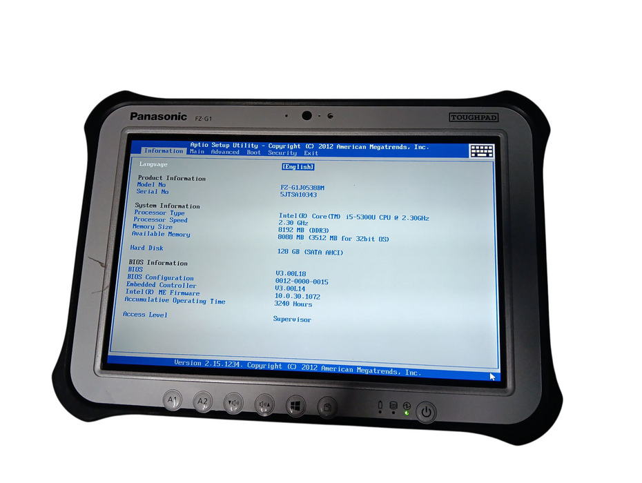 Panasonic Toughpad FZ-G1 i5-5300 2.3GHz 8GB RAM 128GB SSD