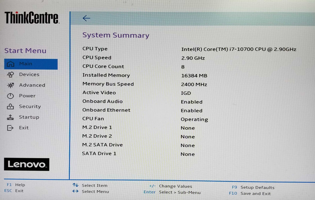 Lenovo ThinkCentre M70q Gen 2 USSF Intel i7-10700T CPU 2.00GHz 16GB No HDD