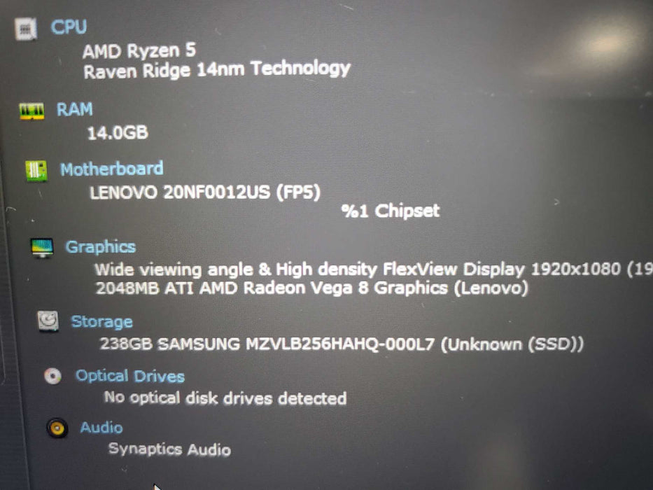 Lenovo ThinkPad E595 AMD Ryzen 5 3500U 2.1 GHz 15.6" 256GB 16GB   Lap200
