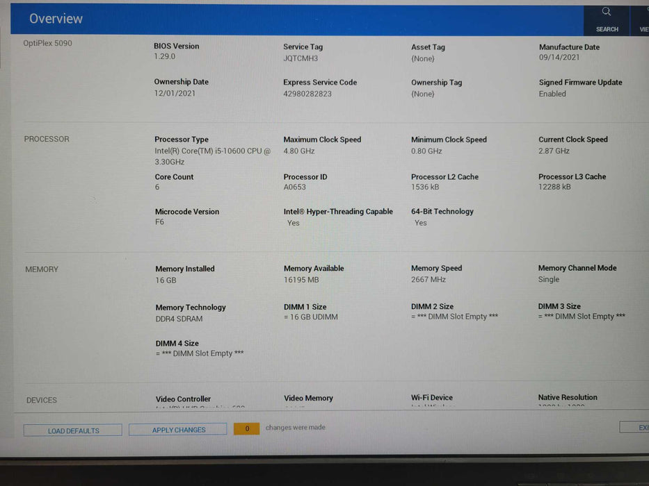 Dell OptiPlex 5090 SFF, i5-10505 3.20GHz, 16GB DDR4, 256GB NVMe !
