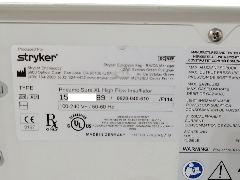 Stryker Pneumo Sure XL High Flow Insufflator 0620-040-610, READ _