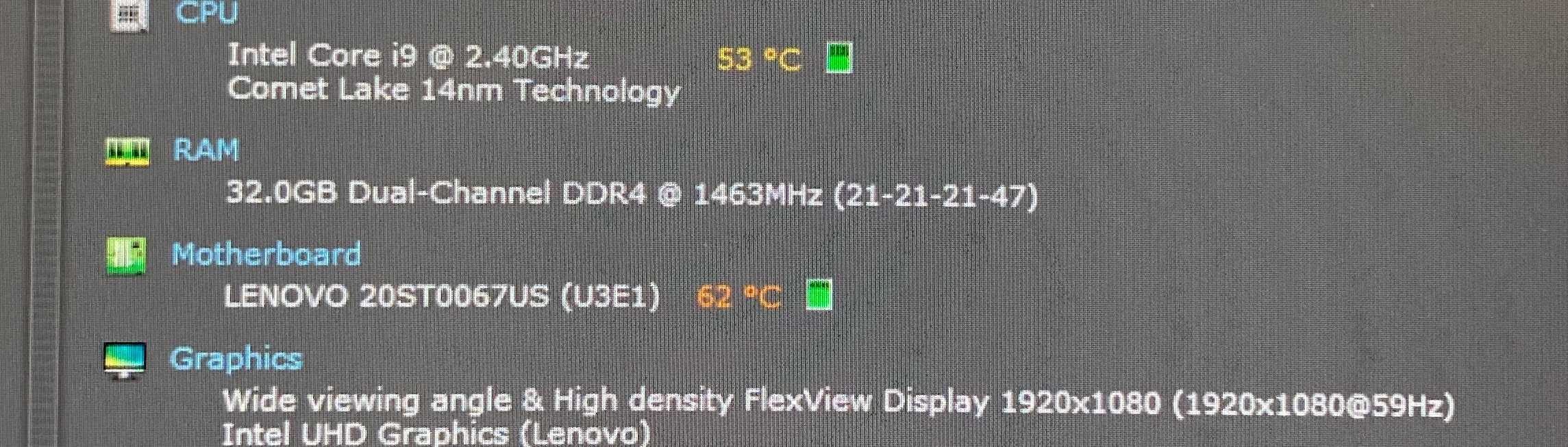 Lenovo ThinkPad P15 Gen 1 i9-10885H@2.4GHz RTX4000 8GB GPU 32GB RAM 1TB SSD  Lap200