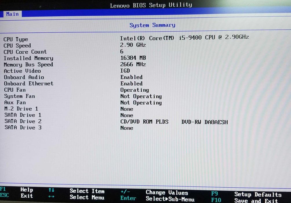 Lenovo ideacentre 510A Intel i5-9400 CPU 2.90GHz 16GB No HDD