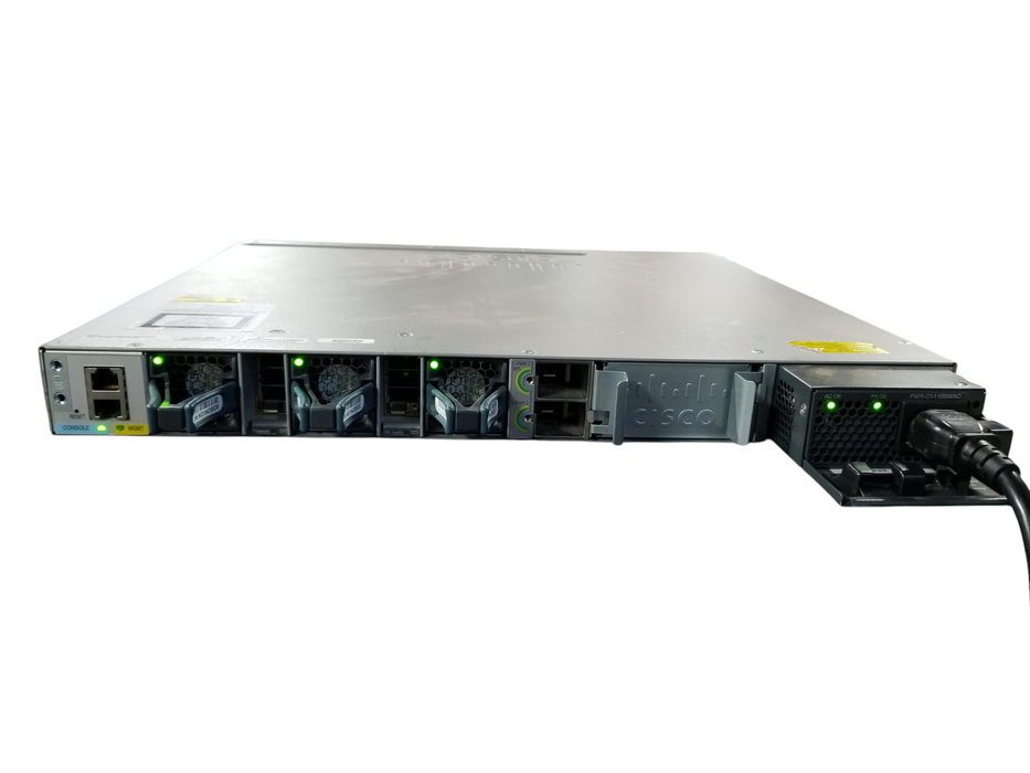 Cisco WS-C3850-48P 48 Port Gigabit PoE+ Network Switch w/ 1x1100W PSU Q
