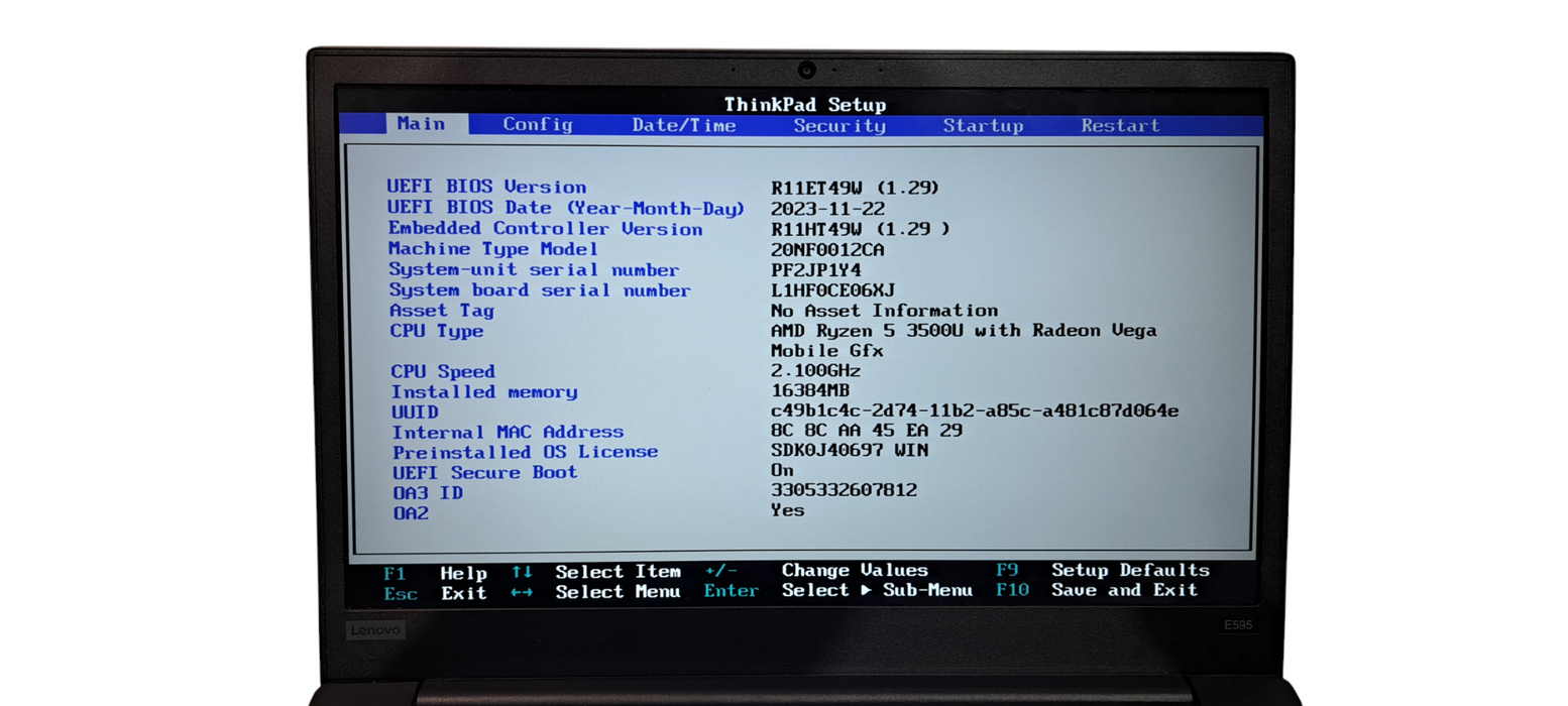 ThinkPad E595 Ryzen 5 3500U|16GB RAM|256GB NVMe|Radeo Vega 8 2GB GPU|READ  Lap200