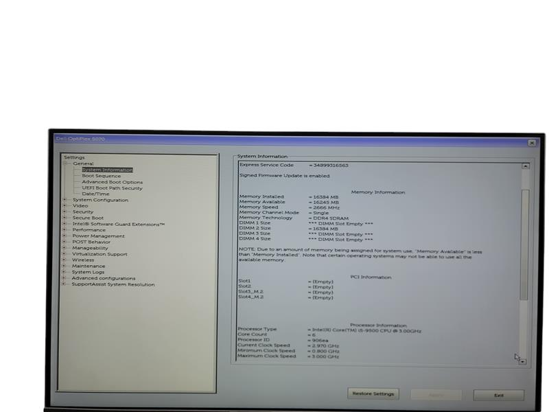 Dell Optiplex 5070 i5 - 9500 @ 3.00GHz 16GB DDR4 Ram  θ