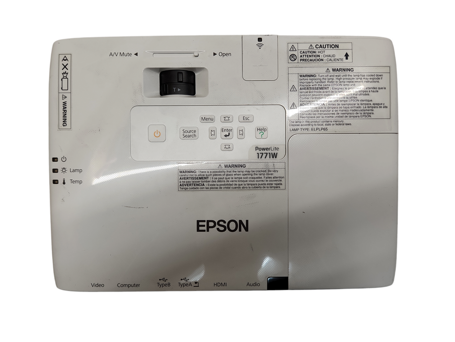 Epson PowerLite 1771W WXGA Projector Model: H477A, Lamp Hour: 416HRs