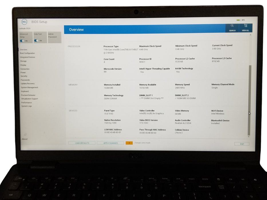 Dell Latitude 3520 | Intel Core i5-1145G7 @2.60GHz, 16GB DDR4, 256GB NVMe Q Lap200