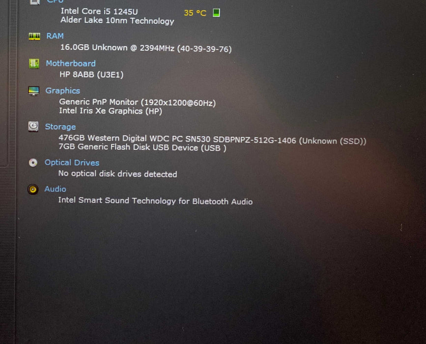 HP EliteBook 840 14 G9 Core i5-1245U@1.60GHz 16GB RAM 512GB SSD READ  Lap200