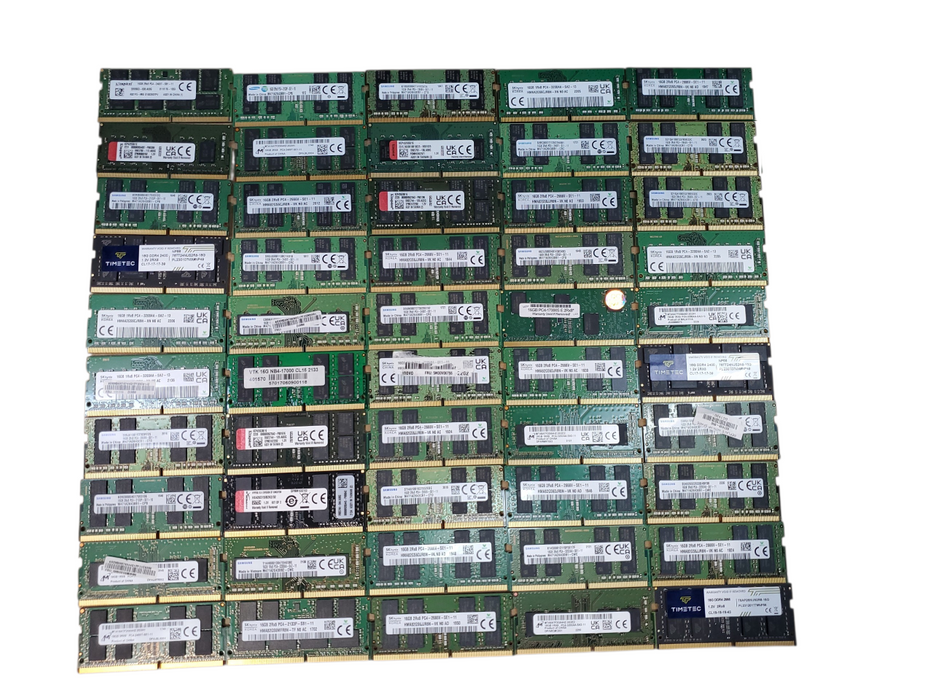 Lot of 50x, Assorted 16GB DDR4 SODIMM Laptop RAM