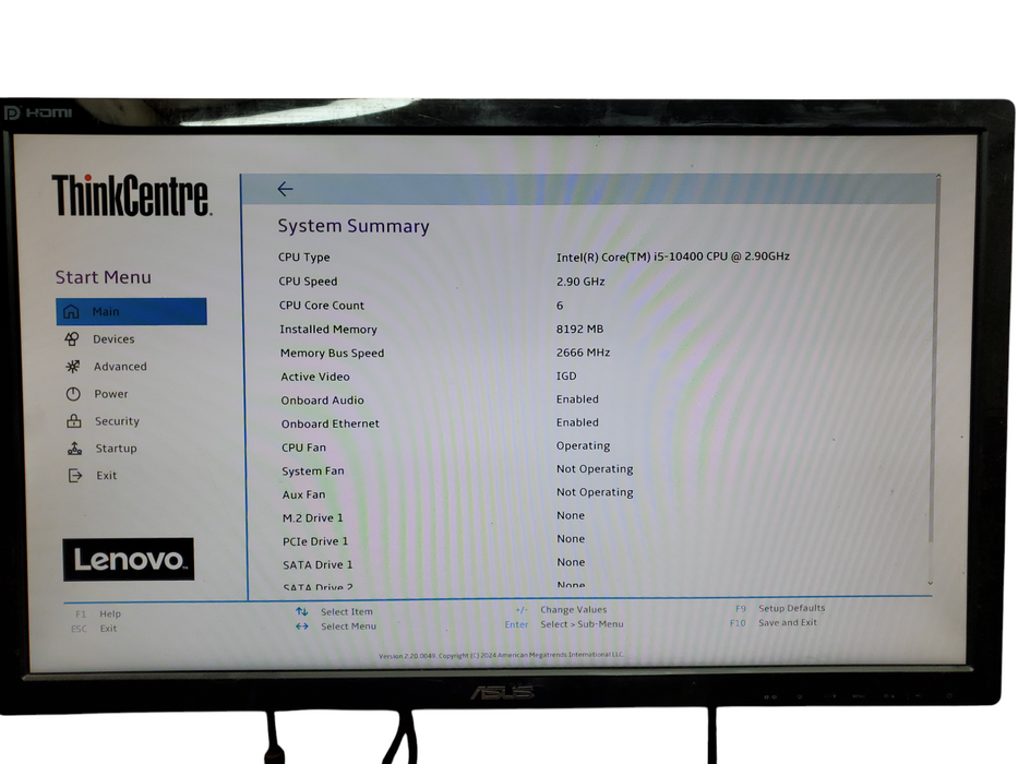 Lenovo ThinkCentre M70S, i5-10400, 8GB DDR4, No HDD, No OS