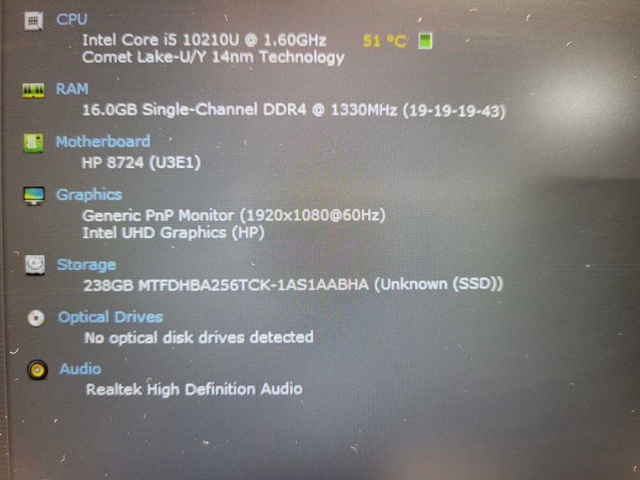 HP EliteBook 850 G7 Core i5-10210U@1.60GHz 16GB RAM 256GB SSD READ $ Lap200