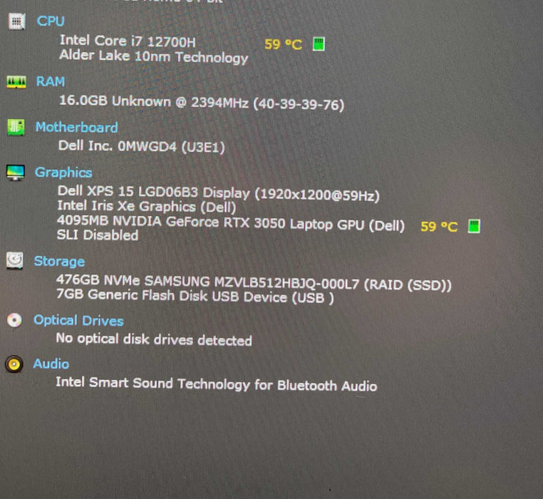 Dell XPS 15 9520 i7-12700H RTX 3050 4GB GPU 16GB RAM 512GB SSD READ!  Lap200