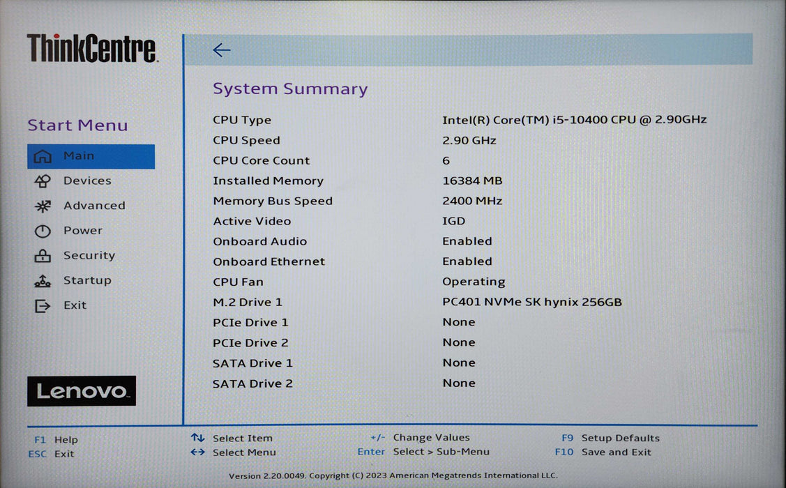 Lenovo ThinkCentre M70s SFF|i5-10400 CPU|16GB DDR4|256GB NVMe|READ
