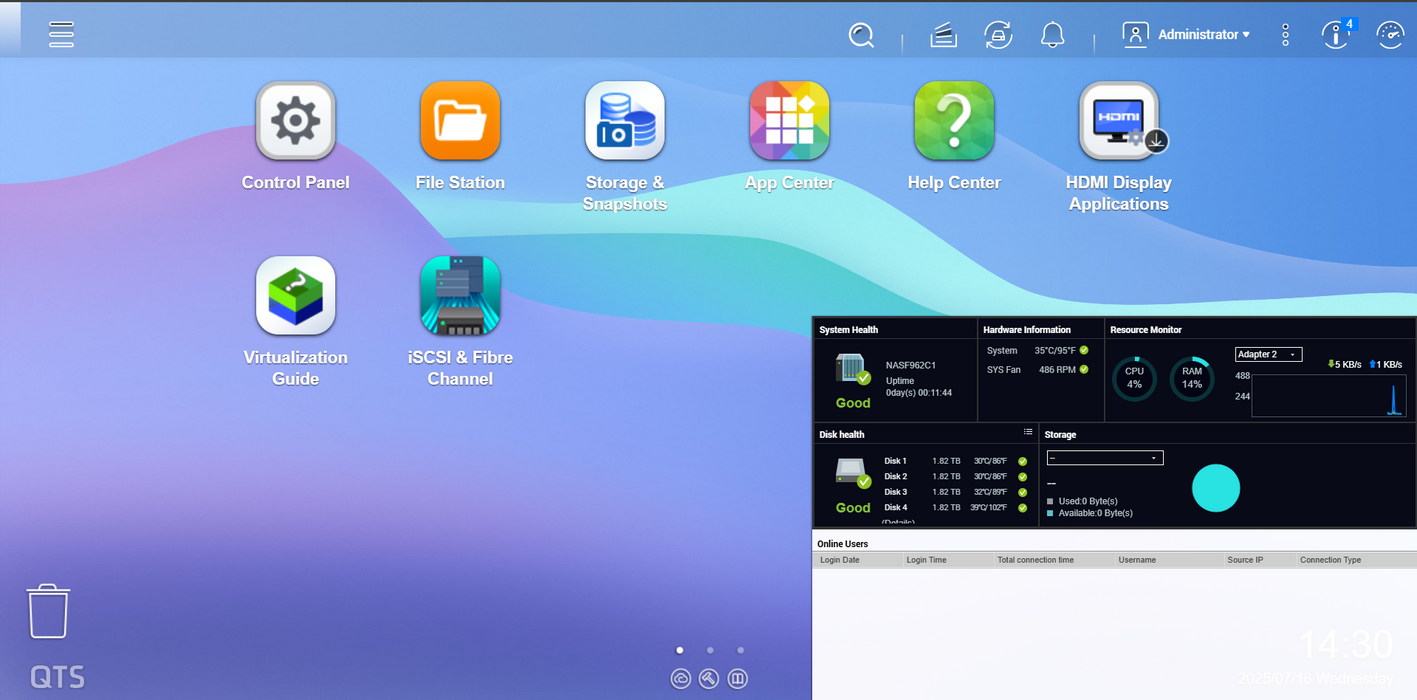 QNAP TS-453A 4-Bay NAS – Intel Quad-Core, 4GB RAM, 4x 2TB HDD's