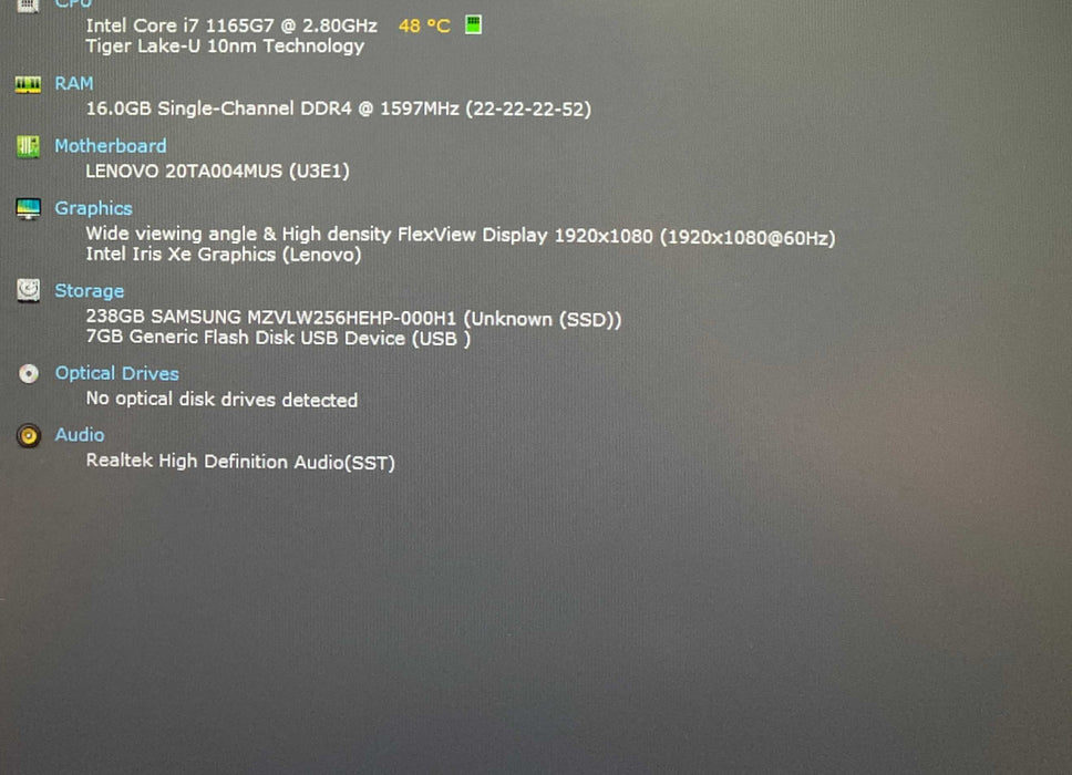 Lenovo ThinkPad E14 Gen 2 TOUCH 14" i7-1165G7 16GB RAM 256GB SSD READ!  Lap200