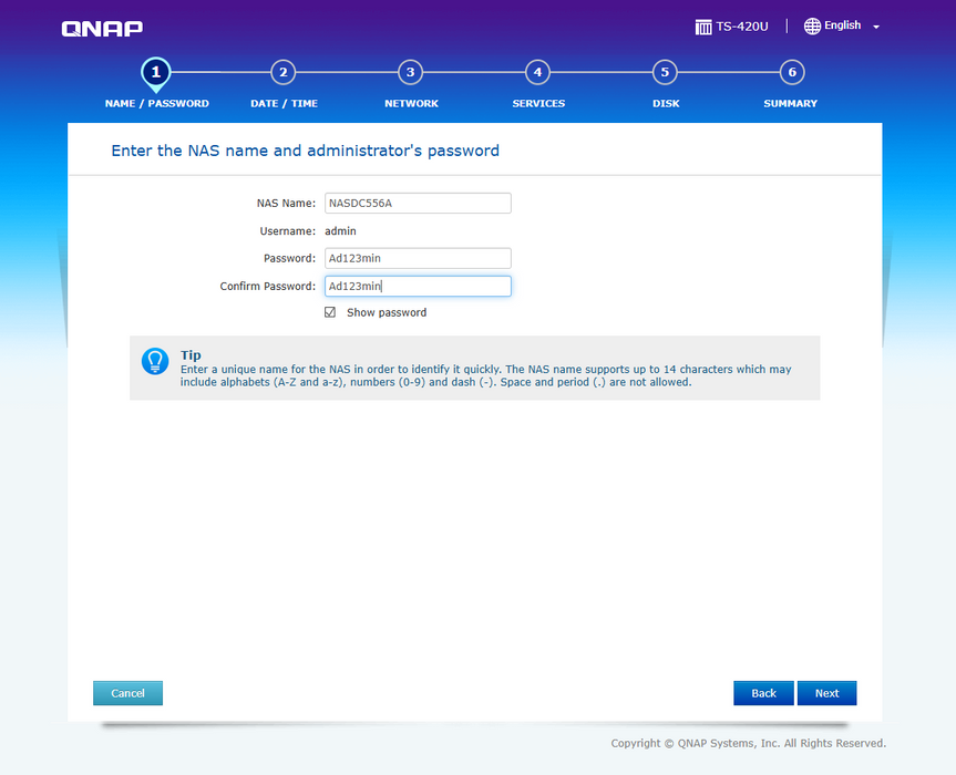 QNAP TS-420U 4x 3.5" Bay Network Attached Storage NAS w/ 4x 2TB HDD