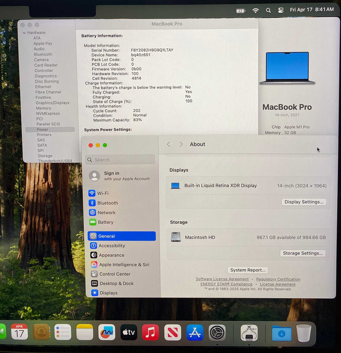 Apple MacBook Pro 14" 2021 M1 Pro 32GB RAM 1TB SSD No Power Adapter READ