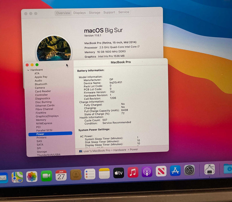 Apple MacBook Pro 15" Mid 2014 i7-4870HQ GT750M GPU 16GB RAM 512GB SSD READ