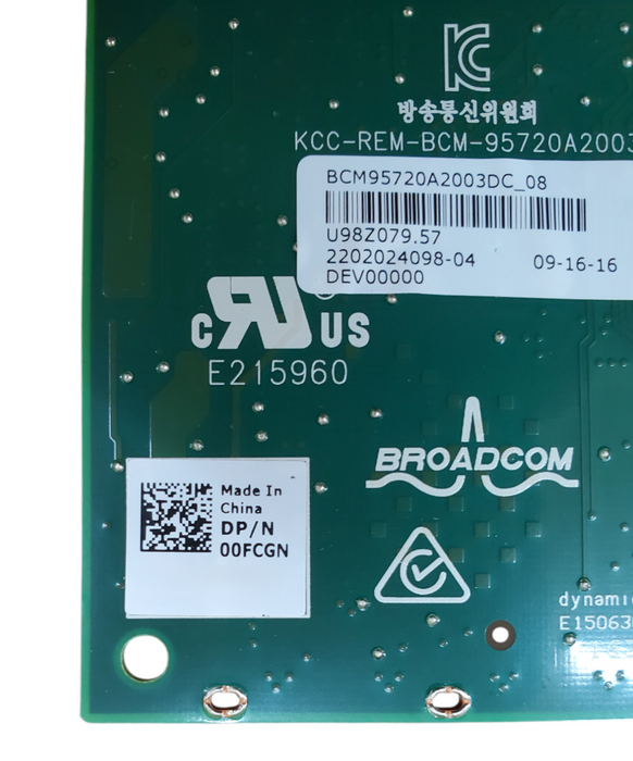 Dell Broadcom 00FCGN Dual Port Ethernet Card