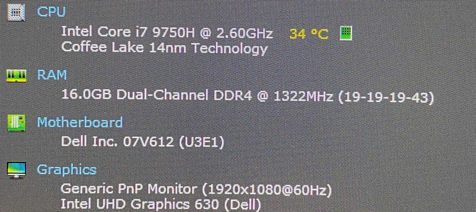 Dell Precision 7740 i7-9750H RTX 3000 6GB GPU 16GB RAM 512GB SSD