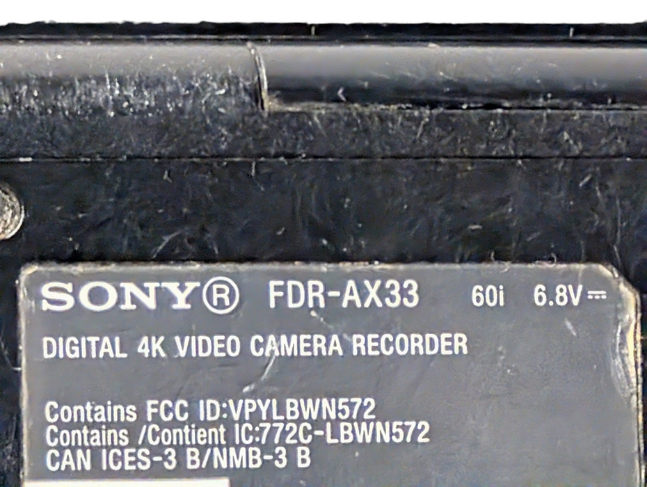 SONY Handycam FDR-AX33 Digital 4K Video Camera Recorder PLEASE READ  Q-