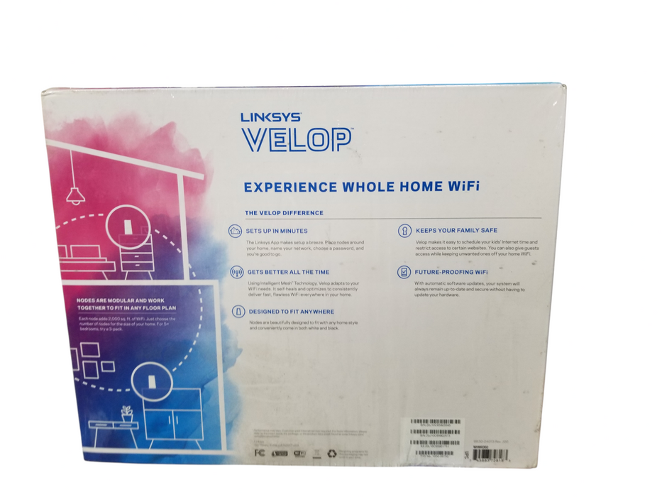 New Linksys WHW0302 Velop AC4400 Whole Home Mesh WiFi - White 2-Pack Sealed Q