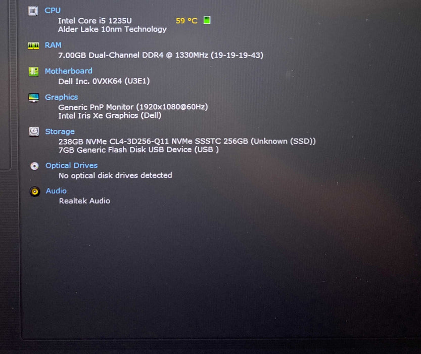 Dell Latitude 7430 Core i5-1235U@1.30GHz 8GB RAM 256GB SSD  READ  Lap200