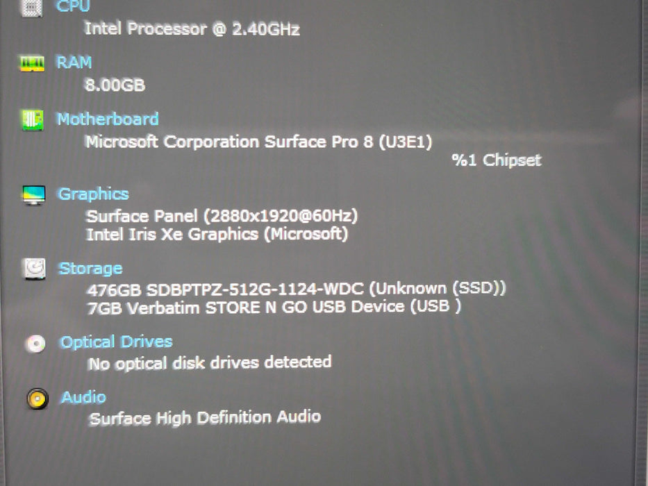Microsoft Surface Pro 8 1983 i5-1135G7 8GB RAM 512GB SSD β Lap200