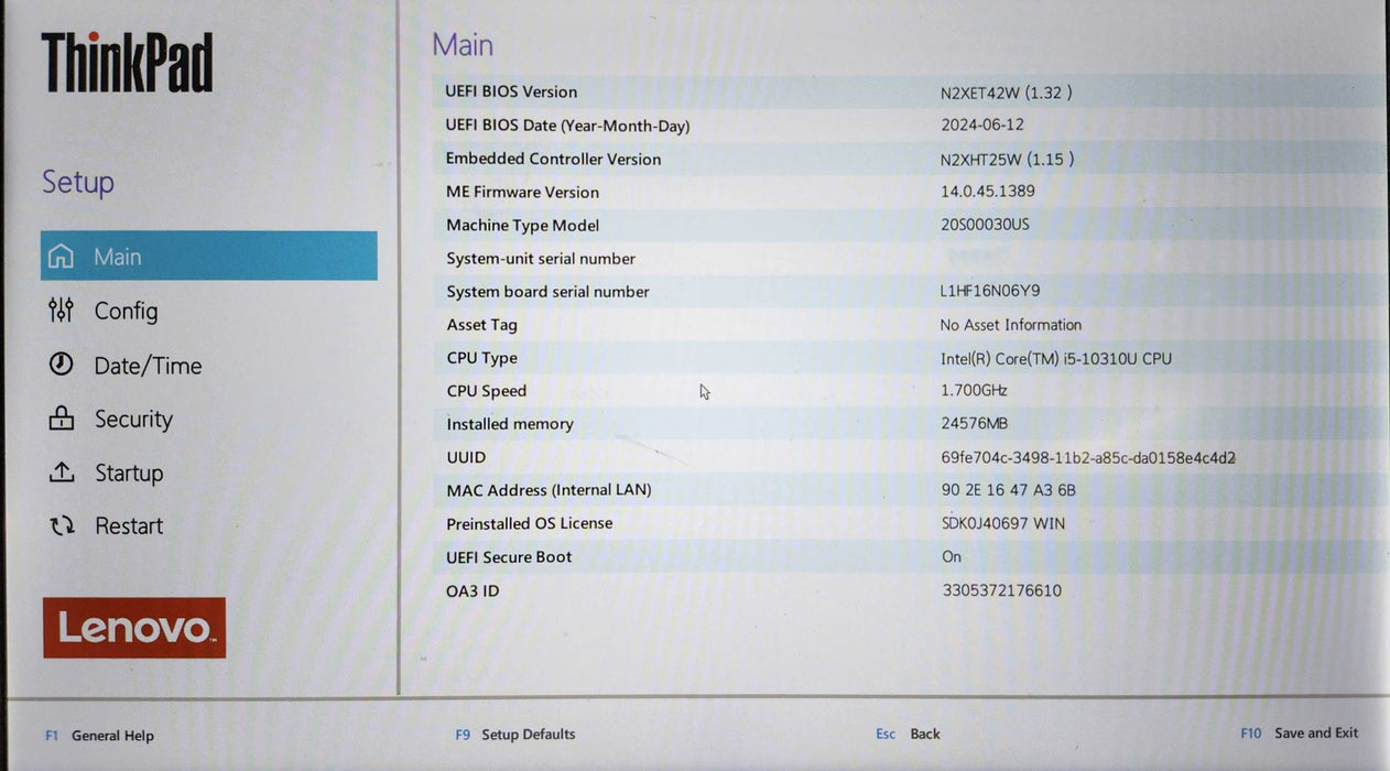 Lenovo ThinkPad T14, i5-10310U 1.7GHz, 24GB DDR4, 256GB NVMe, No AC  Lap200