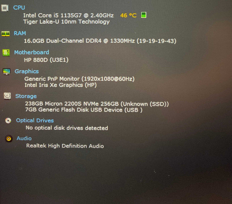 HP EliteBook  840 G8 Core i5-1135G7@2.40GHz 16GB RAM 256GB SSD  Lap200
