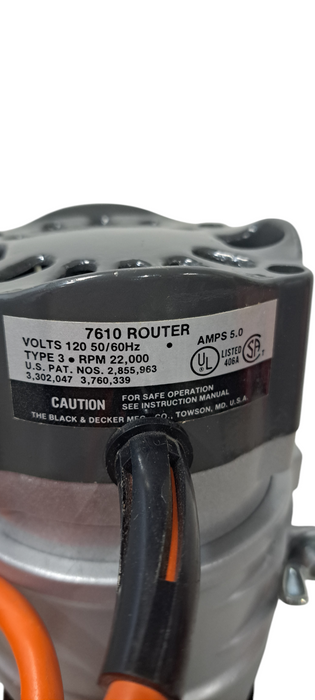 Black & Decker 7610 Type 3 1-3/4 HP 22,000 RPM Router| No Bit