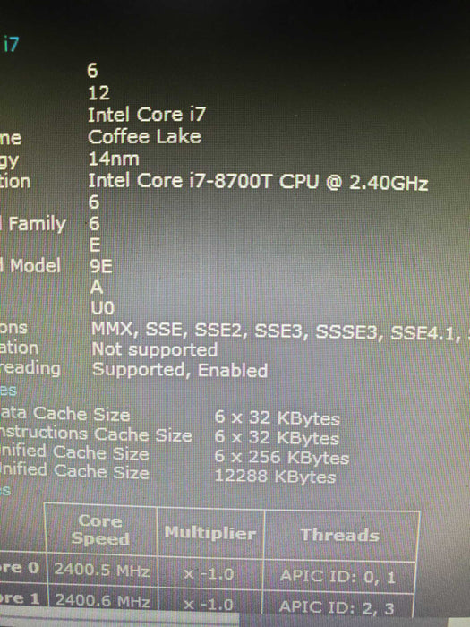 Lenovo ThinkCentre M720q Core i7-8700T 8GB RAM 256GB NVME+1TB HDD, WIFI