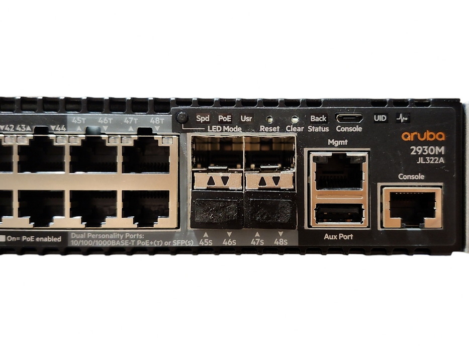 Aruba JL322A 2930M 48G PoE+ with 2-Port w/ StackModule JL325A & 2x PSU