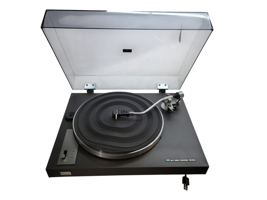 Vintage Sansui SR-222 Belt Drive Turntable and Dust Cover %