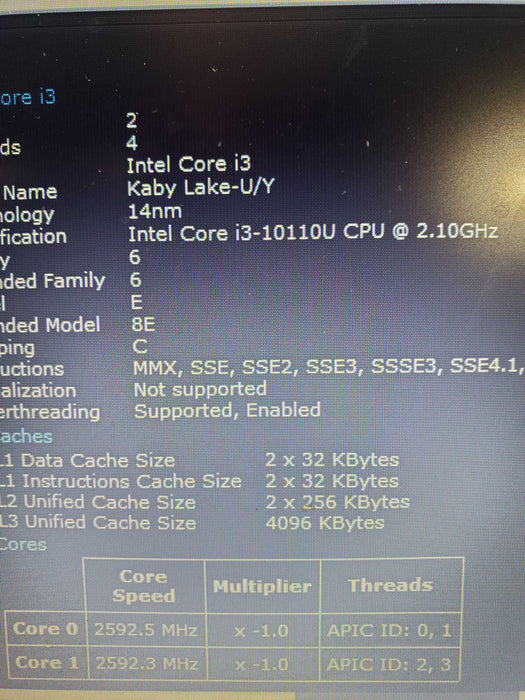 Lenovo ThinkPad L15 Intel i3 10110U 2.1GHz 16GB Ram 256GB NVME  Lap200