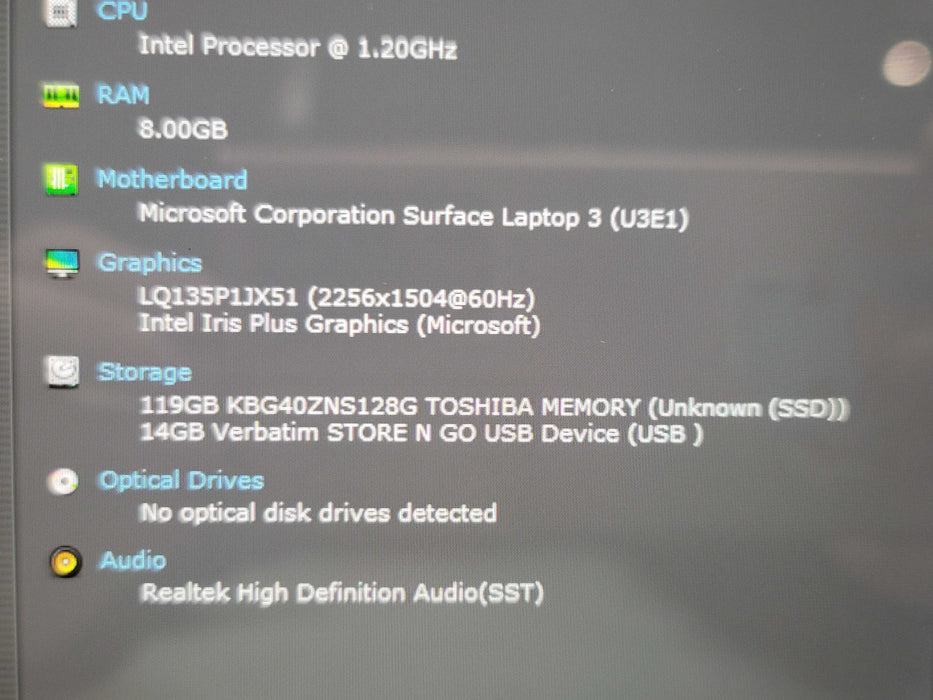 Microsoft Surface Laptop 3 i5 1035G7 8GB RAM 128GB SSD  β Lap200
