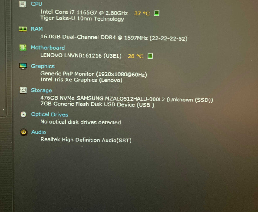 Lenovo ThinkBook 14 G2 ITL TOUCH Core i7-1165G7@2.80GHz 16GB RAM 512GB SSD  Lap200