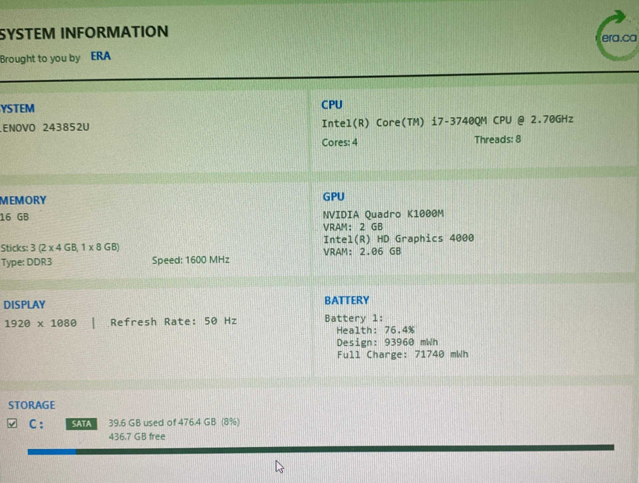 Lenovo ThinkPad W530 i7-3740QM QUADRO K1000M 2GB GPU 16GB RAM 512GB SSD  Lap200