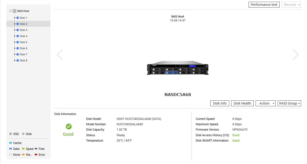 QNAP TS-869U-RP 8 Bay Diskless Network Attached Storage, 8x 2TB HDDs