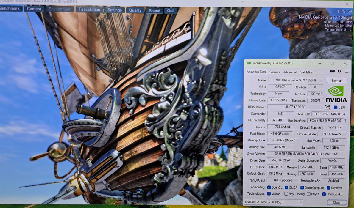 MSI GeForce GTX 1050 Ti 4G OC 4GB GDDR5 Graphics Card