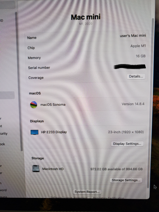 Apple Mac Mini 2020 M1 Chip, 1TB SSD, 16GB RAM, 8 Core Model A2348