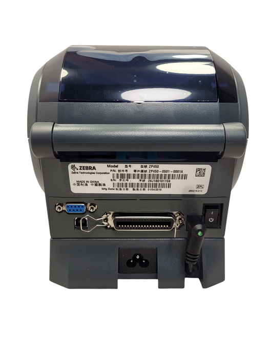 Zebra ZP 450 Label Printer w/ PWR Base | ZP450-0501-0001A Open box $